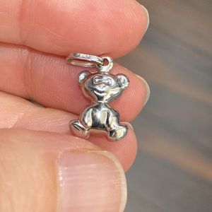 14K solid white gold Teddy charm pendant